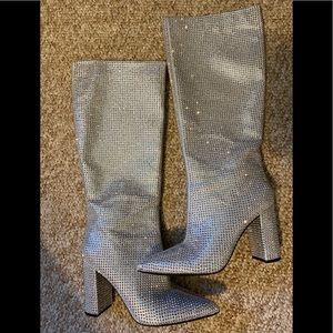 Tall rhinestone boots